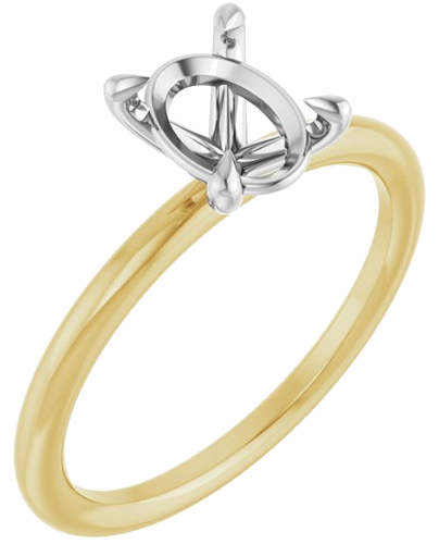 Sužadėtuvių Žiedas „Claw-Prong Solitaire“ 14k yellow/white gold Oval 8mm x 6mm (1)