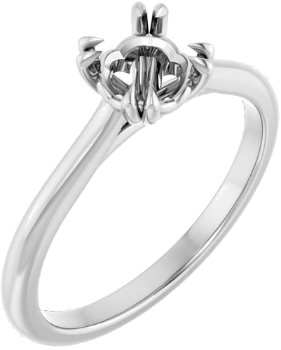 Sužadėtuvių Žiedas „Double Claw-Prong“ 14k white gold Round 5.8mm (1)