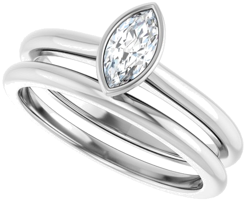Sužadėtuvių Žiedas „Bezel-Set Solitaire“ 14k white gold Marquise 7mm x 3.5mm (10)