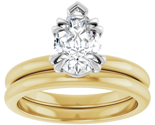 Sužadėtuvių Žiedas „Double Claw-Prong“ 14k yellow/white gold Pear 9mm x 6mm (8)