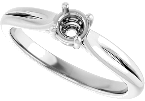 Sužadėtuvių Žiedas „Solitaire“ 14k white gold Round 4.1mm (5)