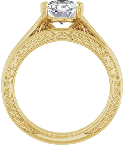 Sužadėtuvių Žiedas „Solitaire Scroll“ 14k yellow gold Oval 9mm x 7mm (7)