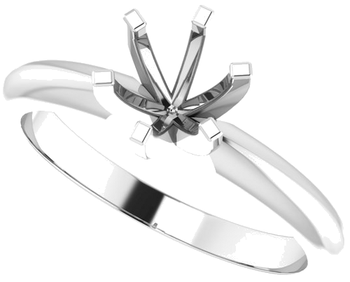 14K White 5.7-6 mm Round 6-Prong Solitaire Ring Mounting (5)