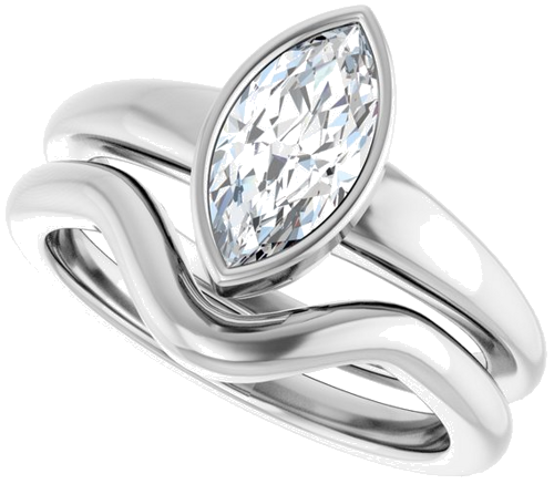 Sužadėtuvių Žiedas „Bezel-Set Solitaire“ 14k white gold Marquise 10mm x 5mm (10)