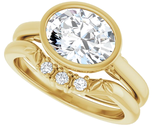 14K Yellow 9x7 mm Oval Solitaire Engagement Ring Mounting (10)