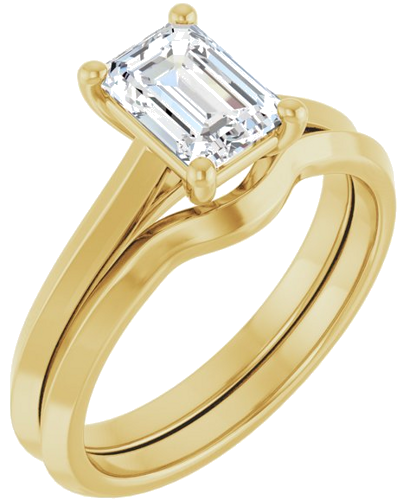 Sužadėtuvių Žiedas „Solitaire“ 585 Geltonojo Aukso Emerald 7mm x 5mm (6)