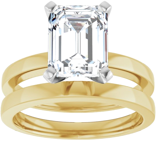 14K Yellow White 9x7 mm Emerald Solitaire Engagement Ring Mounting (8)