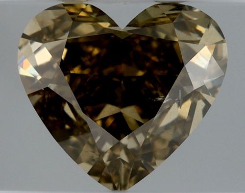 1.01 carat Fancy Dark Brown Greenish Yellow-SI2 Natūralus Heart Deimantas (1)
