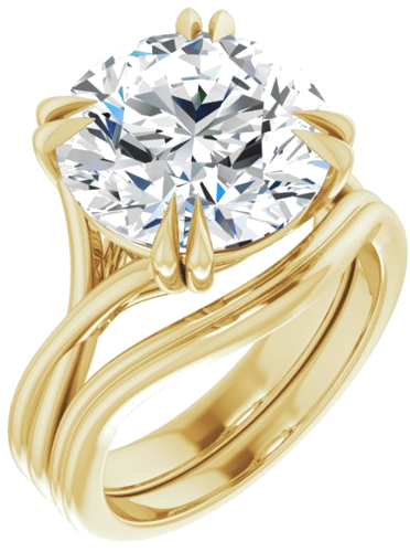 14K Yellow 12 mm Round Solitaire Engagement Ring Mounting (6)