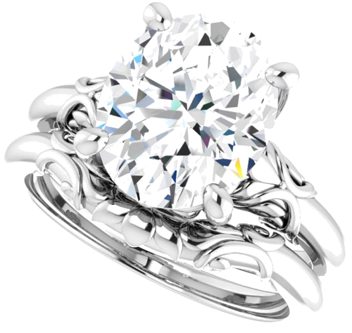 Sužadėtuvių Žiedas „Solitaire“ 14k white gold Oval 11mm x 9mm (10)