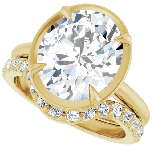 Sužadėtuvių Žiedas „Claw-Prong Solitaire Bezel-Style“ 14k yellow gold Oval 12mm x 10mm (10)