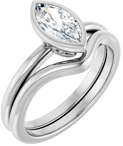 Sužadėtuvių Žiedas „Bezel-Set“ 14k white gold Marquise 9mm x 4.5mm (6)