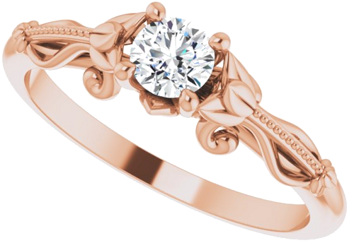Sužadėtuvių Žiedas „Solitaire Sculptural“ 14k rose gold Round 4.1mm (10)