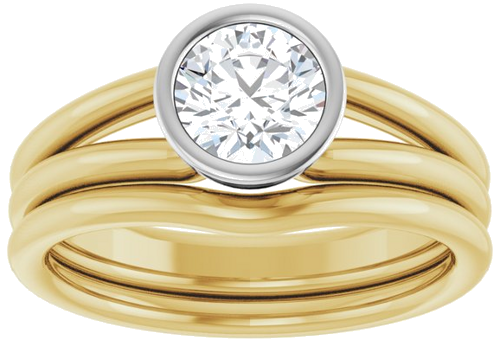 Sužadėtuvių Žiedas „Bezel-Set Solitaire“ 18k yellow/white gold Round 6mm (8)