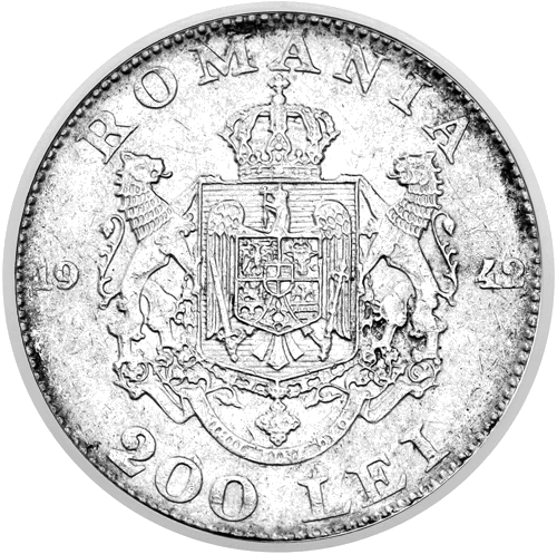 200 леи Михаил I Румъния 1942 сребърна монета (2)