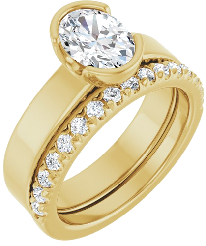 Sužadėtuvių Žiedas „Half-Bezel Solitaire“ 14k yellow gold Oval 8mm x 6mm (6)