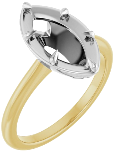 Sužadėtuvių Žiedas „Claw-Prong Solitaire Bezel-Style“ 14k yellow/white gold Marquise 13mm x 6.5mm (1)