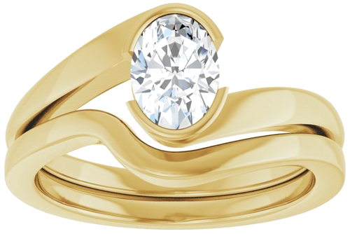 Sužadėtuvių Žiedas „Half-Bezel Solitaire“ 10k yellow gold Oval 7mm x 5mm (8)