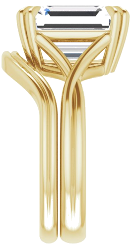 Sužadėtuvių Žiedas „Double Claw-Prong Solitaire Criss-Cross“ 14k yellow gold Emerald 11mm x 9mm (9)