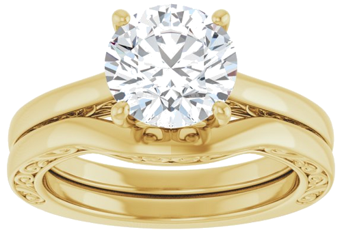 14K Yellow  8 mm Round Solitaire Engagement Ring Mounting (8)