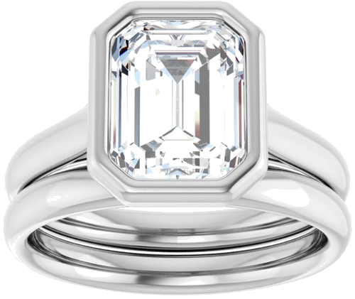 Platinum  9x7 mm Emerald Solitaire Engagement Ring Mounting (8)