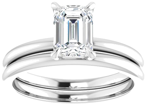 10K White  7x5 mm Emerald Solitaire Engagement Ring Mounting (8)