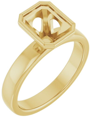 Sužadėtuvių Žiedas „Bezel-Set Solitaire“ 14k yellow gold Emerald 8mm x 6mm (1)