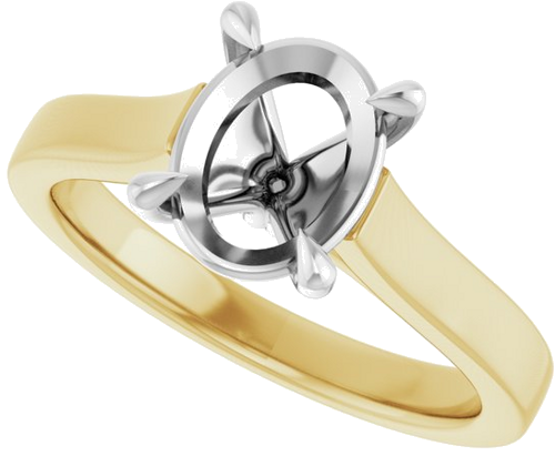 Sužadėtuvių Žiedas „Claw-Prong“ 14k yellow/white gold Oval 9mm x 7mm (5)