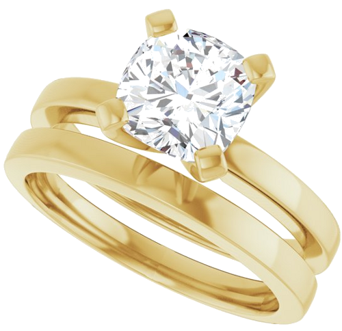 10K Yellow 7x7 mm Cushion Solitaire Engagement Ring Mounting (10)