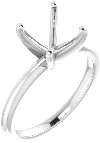 14K White  8 mm Cushion Solitaire Engagement Ring Mounting (1)