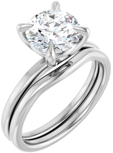 Sužadėtuvių Žiedas 14k white gold Round 8mm (6)