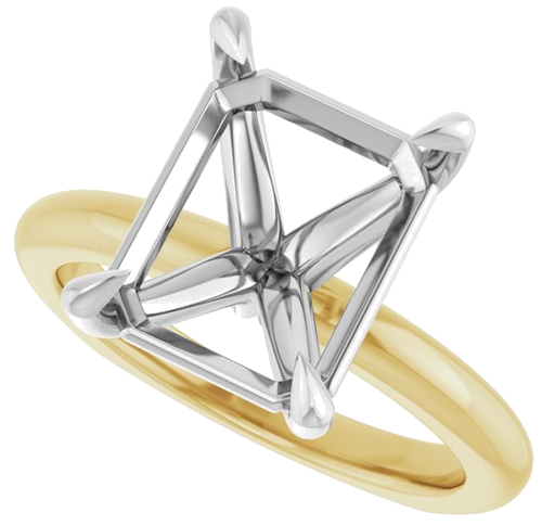 Sužadėtuvių Žiedas „Claw-Prong Euro Shank“ 14k yellow/white gold Emerald 11mm x 9mm (5)