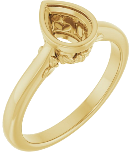 Sužadėtuvių Žiedas „Bezel-Set“ 14k yellow gold Pear 7mm x 5mm (1)