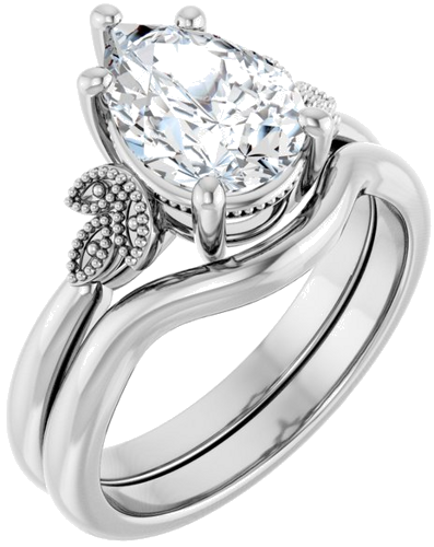Sužadėtuvių Žiedas „Solitaire“ 14k white gold Pear 10mm x 7mm (6)