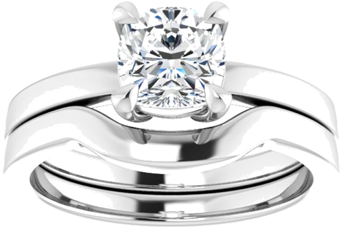 14K White 6 mm Cushion Solitaire Engagement Ring Mounting (8)