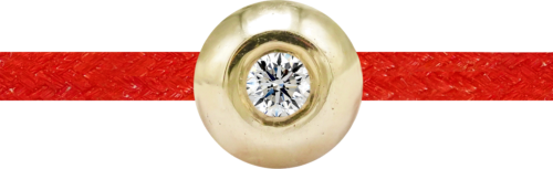 Sarkanā diega aproce ar zelta pērlīti un dimantu (2)