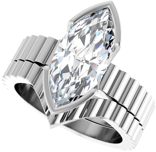 Sužadėtuvių Žiedas „Half-Bezel Solitaire“ 925 Sidabro Marquise 15mm x 7mm (10)