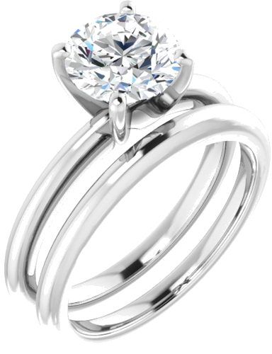 10K White  7.4 mm Round Solitaire Engagement Ring Mounting (6)