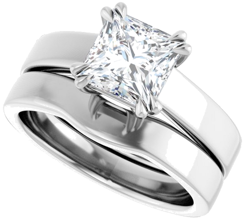 Sužadėtuvių Žiedas „Double Claw-Prong Solitaire“ 14k white gold Square 6.5mm (10)