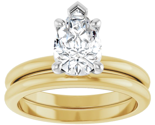 Sužadėtuvių Žiedas „Solitaire“ 14k yellow/white gold Pear 9mm x 6mm (8)