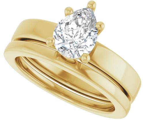 Sužadėtuvių Žiedas 10k yellow gold Pear 8mm x 6mm (10)