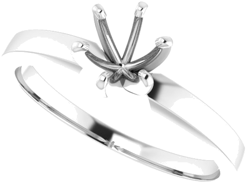 14K White 5-5.3 mm Round 6-Prong Solitaire Engagement Ring Mounting (5)
