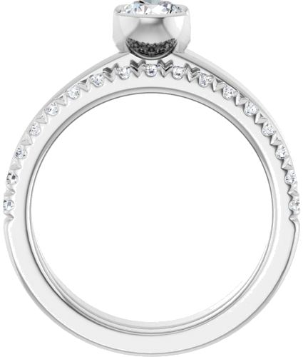 Sužadėtuvių Žiedas „Half-Bezel Solitaire“ 14k white gold Round 5.2mm (7)