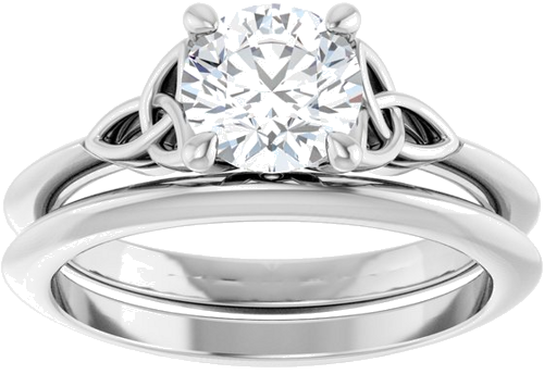 Sužadėtuvių Žiedas „Celtic-Inspired Solitaire“ 585 Baltojo Aukso Round 6.5mm (8)