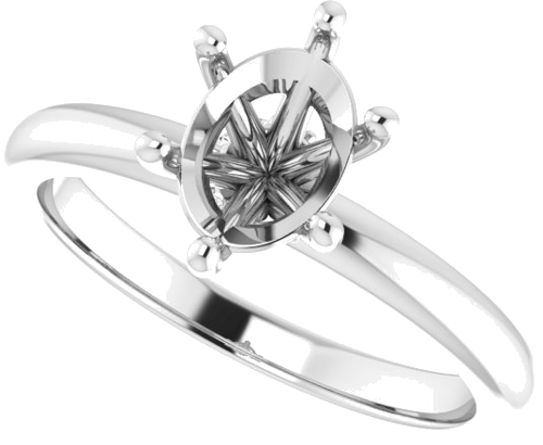 Sužadėtuvių Žiedas „Accented“ 14k white gold Oval 8mm x 6mm (6)