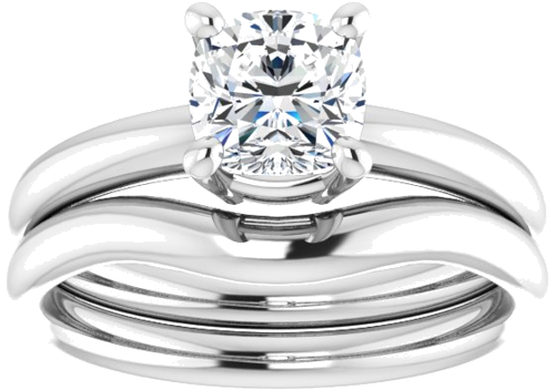 14K White 6 mm Cushion Engagement Ring Mounting (8)