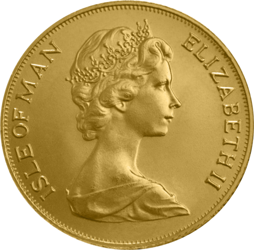 1/2 Sovereno Elžbieta II (1973-1982) Meino sala auksinė moneta (1)