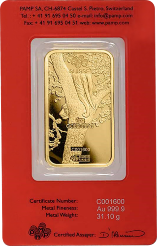 1 oz Investment Gold Bar 2022 Year of the Tiger PAMP (2)