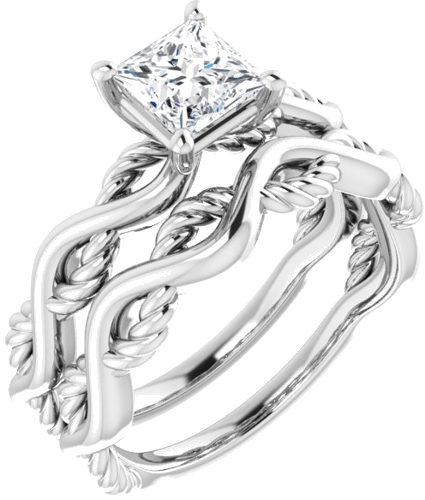 Sužadėtuvių Žiedas „Infinity-Inspired“ 585 Baltojo Aukso Square 5mm (6)