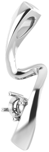 Pakabukas „Freeform Solitaire“ 585 Baltojo Aukso Round 3.5mm (2)